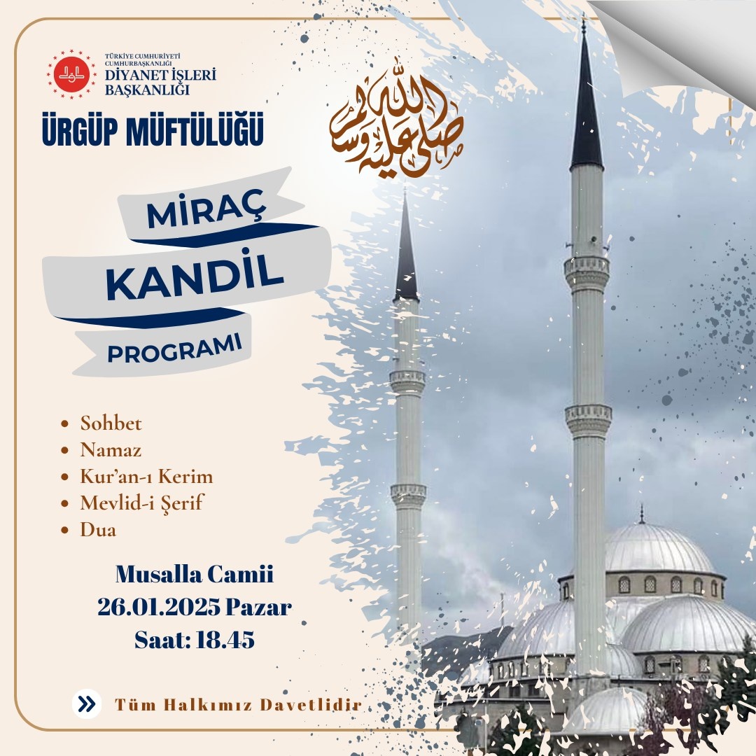 Miraç Kandili İçin Musalla Camii’nde Program Düzenlenecek