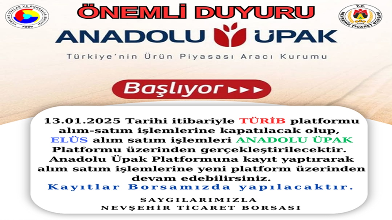 TÜRİB Kapanıyor, ELÜS İşlemleri Anadolu ÜPAK’ta Başlıyor