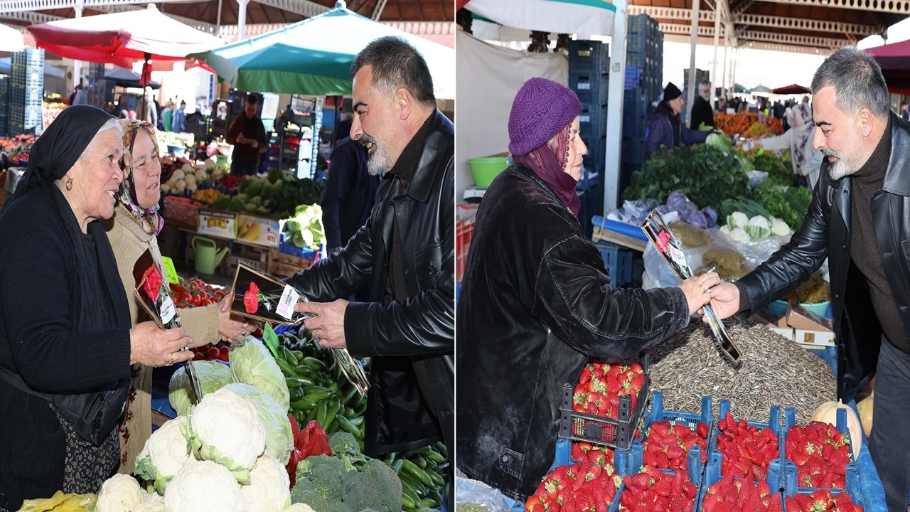 Başkan Bul, Kadınlara Karanfil Dağıttı